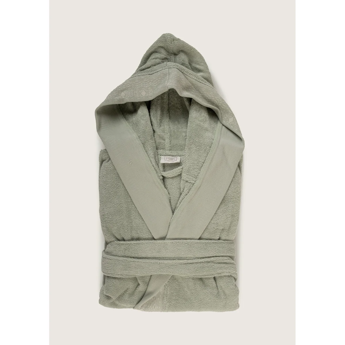 Manamo Blen Jacquard Hooded Bathrobe Cotton Cameo L/XL