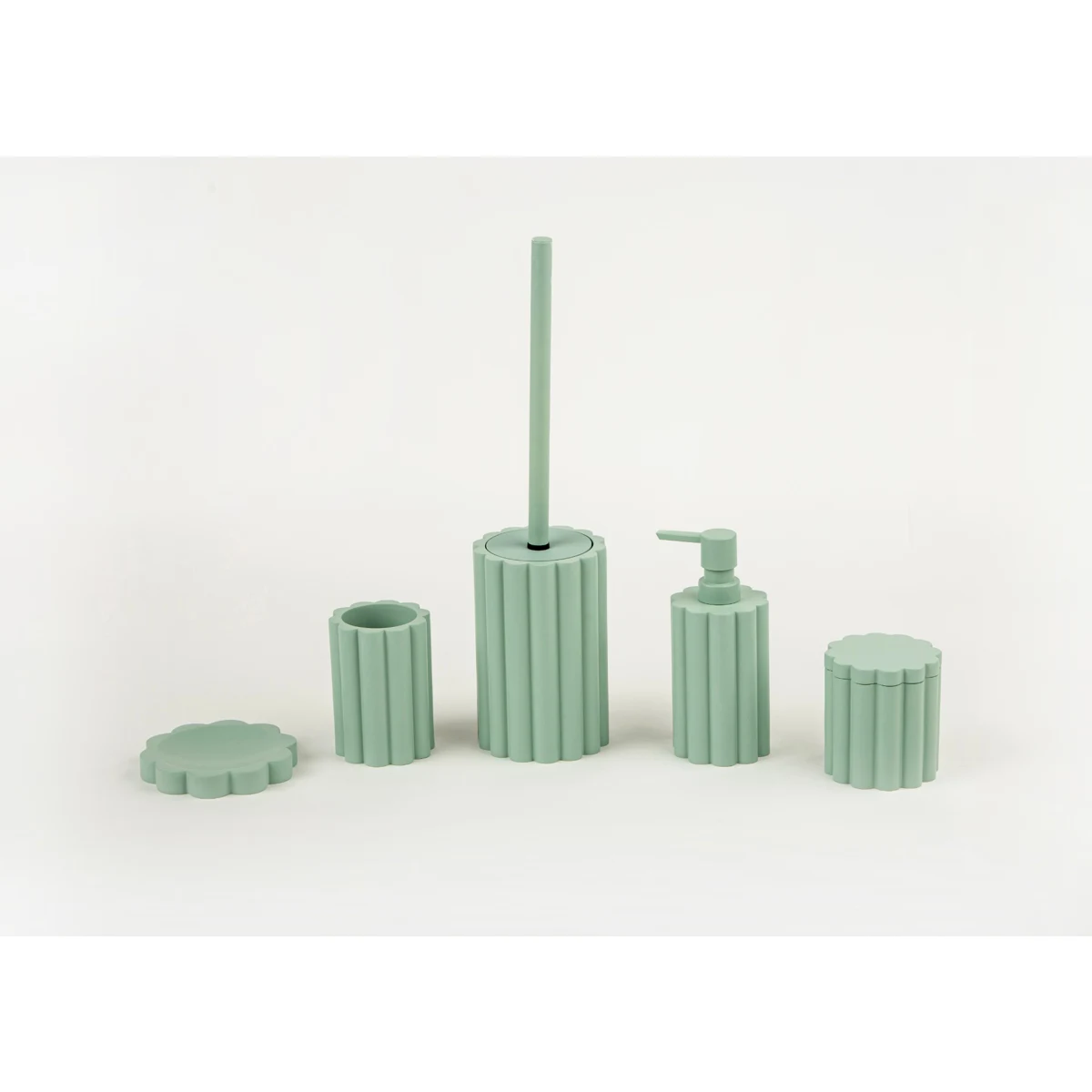 Manamo Tria Liquid Soap Dispenser  Polyresin Cameo Green  7.5x7.5x17.5 cm