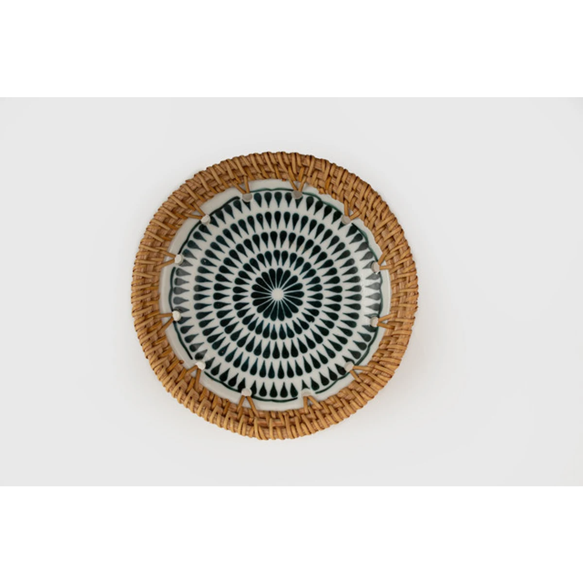 Manamo Brenna Plate Ceramic / Rattan Blue/White 15R