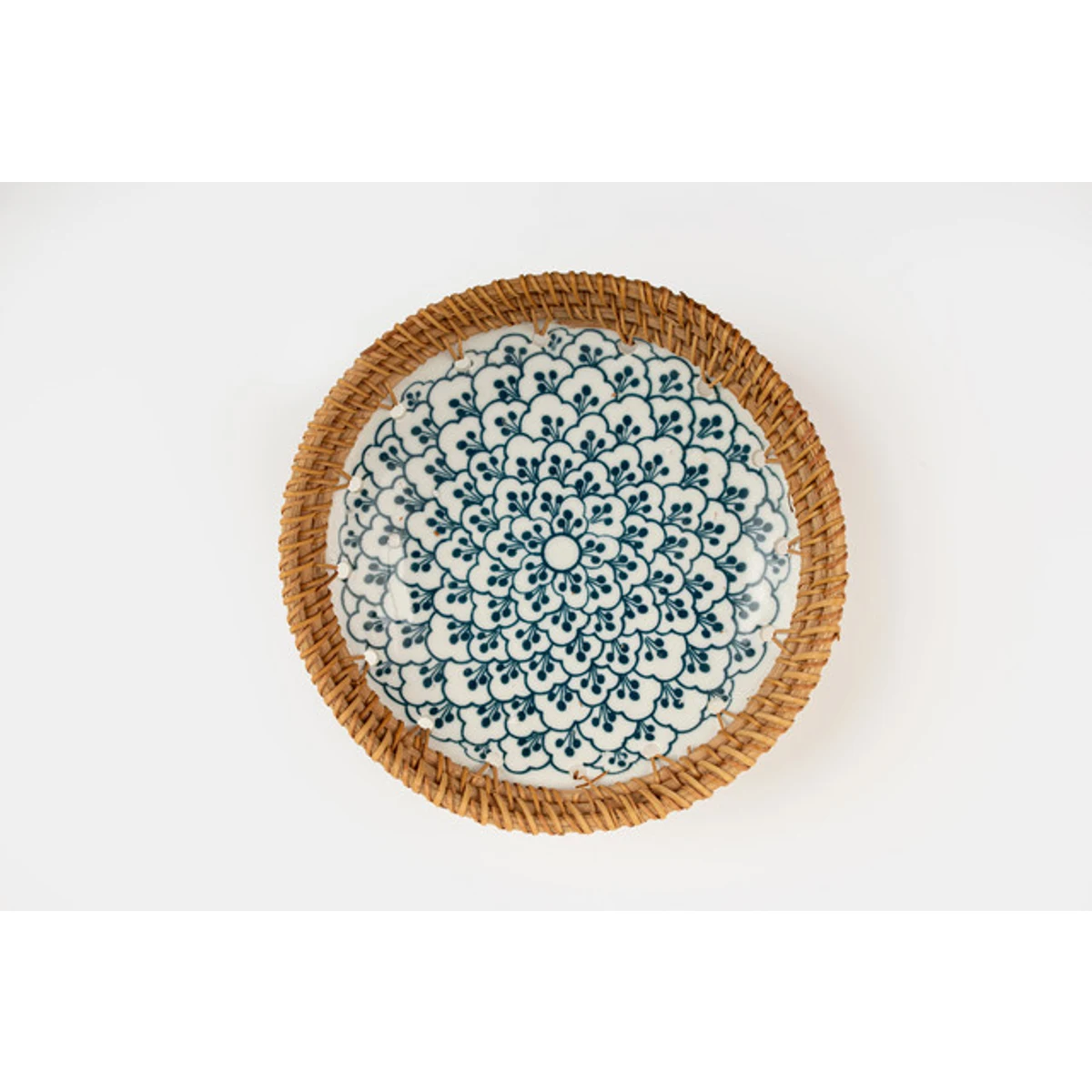 Manamo Anya Plate Ceramic / Rattan Blue/White 15R