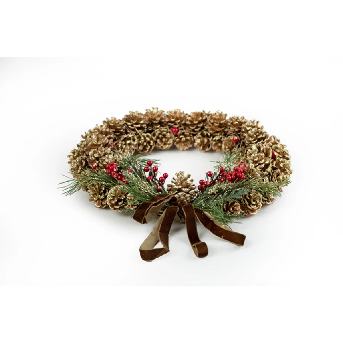 PINE CONE DOOR DECORATION 42X9 CM GOLD / BROWN