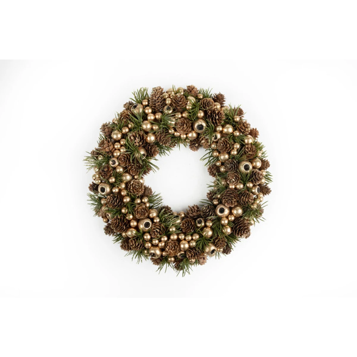 MINI PINE CONE DOOR DECORATION 32X6 CM NATURAL / GOLD