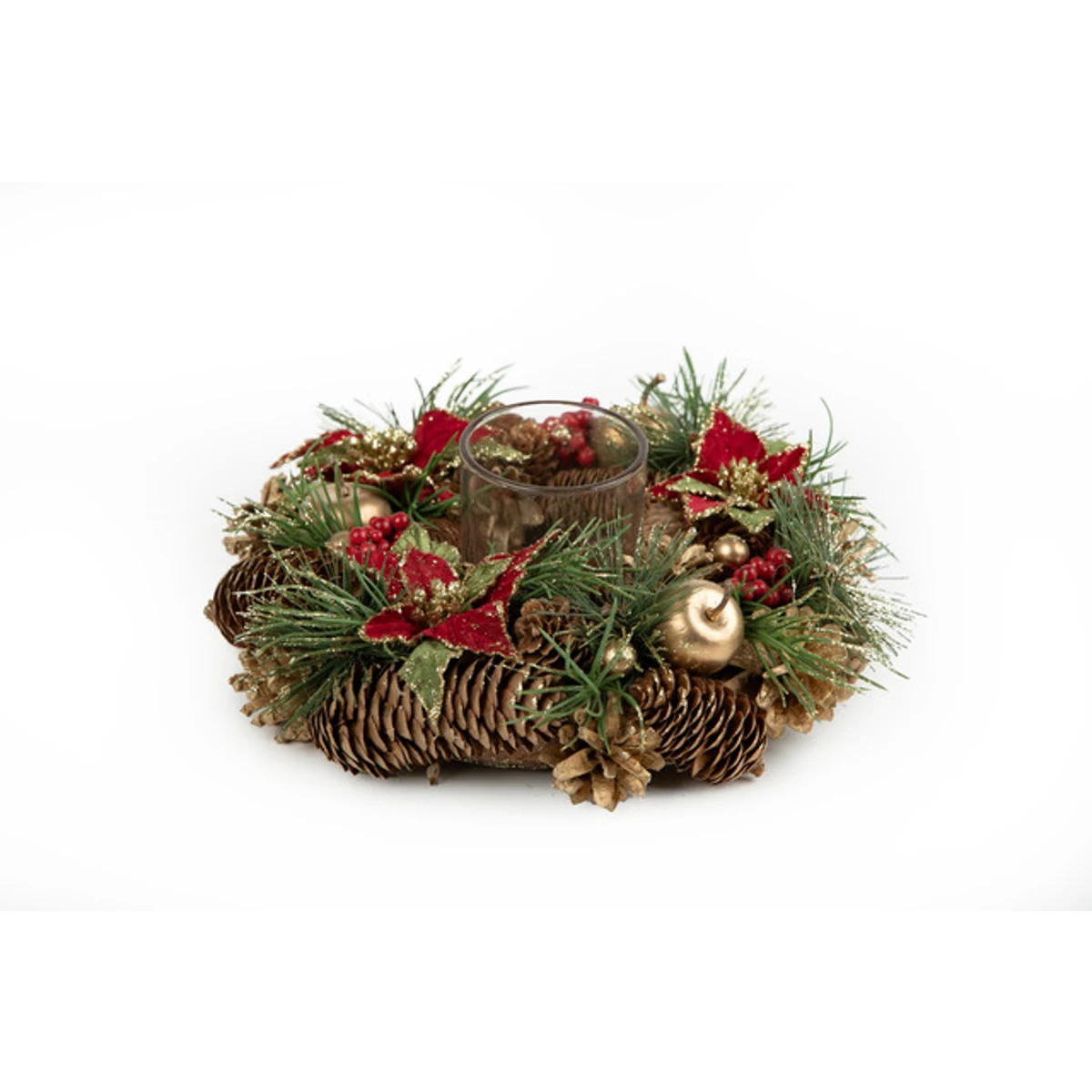 PINE CONE   MUMLUK 26 X8.5 CM NATUREL / ALTIN / KIRMIZI
