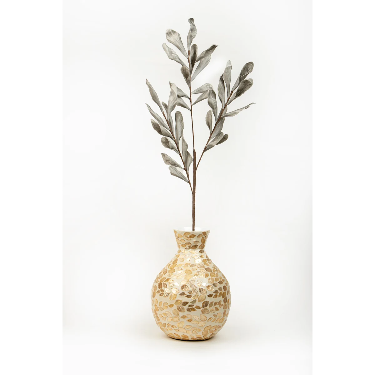 Manamo Leaves Branch Artificial Flower  Grey  103 cm