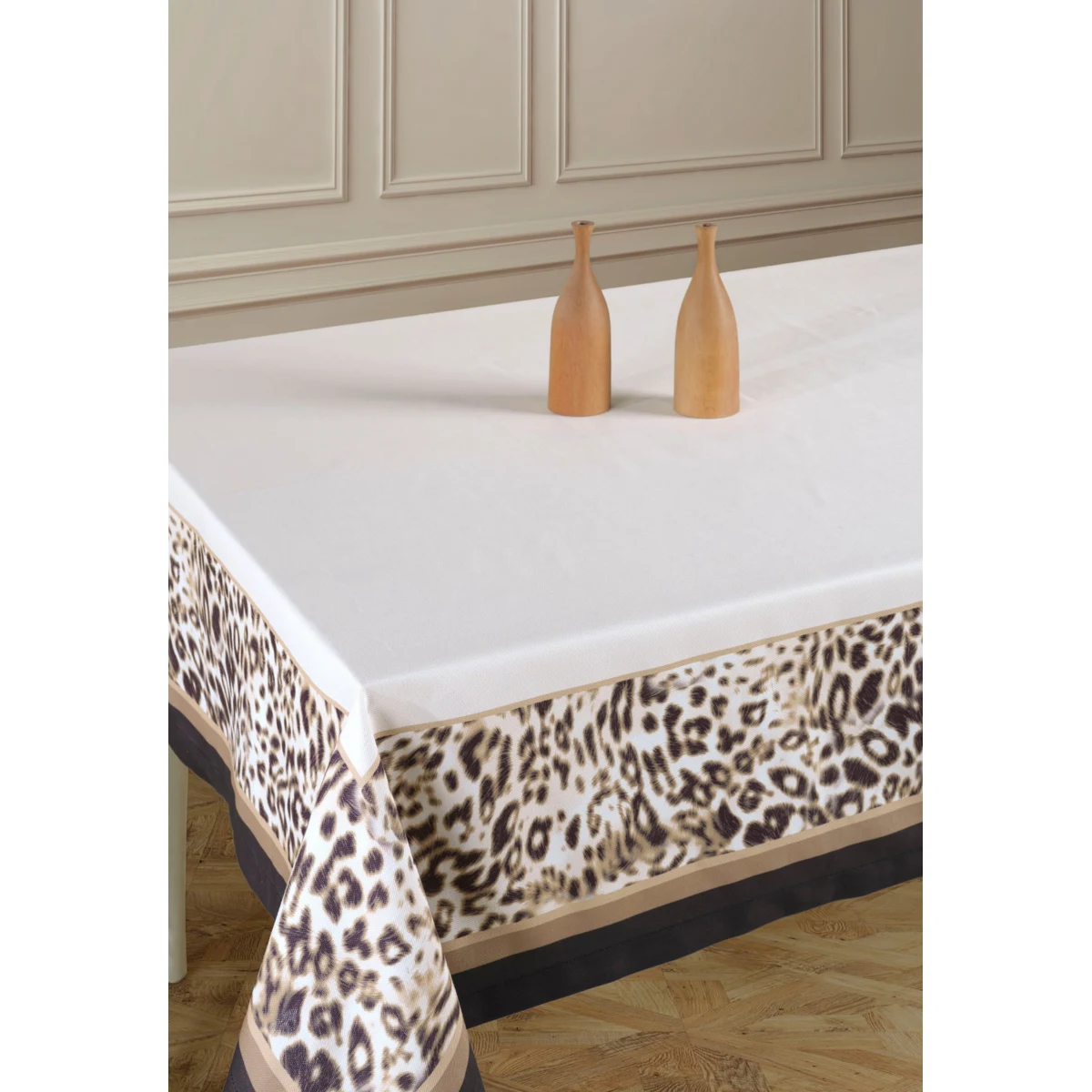Manamo Leopard მაგიდის სუფრა დიჯიტალ პრინტით პოლიესტერის 140x140 სმ