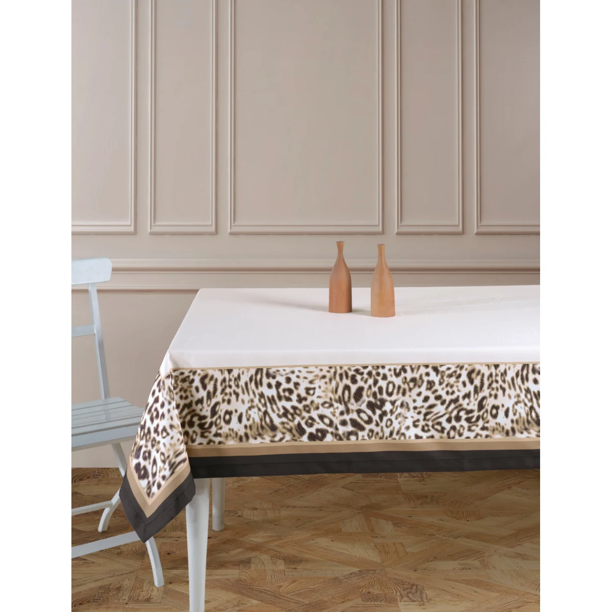 Manamo Leopard მაგიდის სუფრა დიჯიტალ პრინტით პოლიესტერის 140x140 სმ