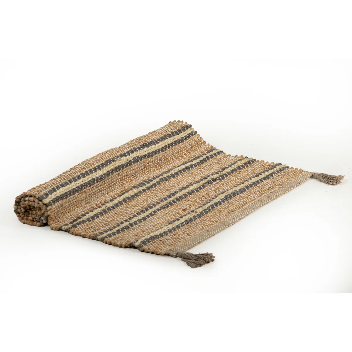 Manamo Eden Jute  Rug Handwoven Tasseled Grey 80x130 cm