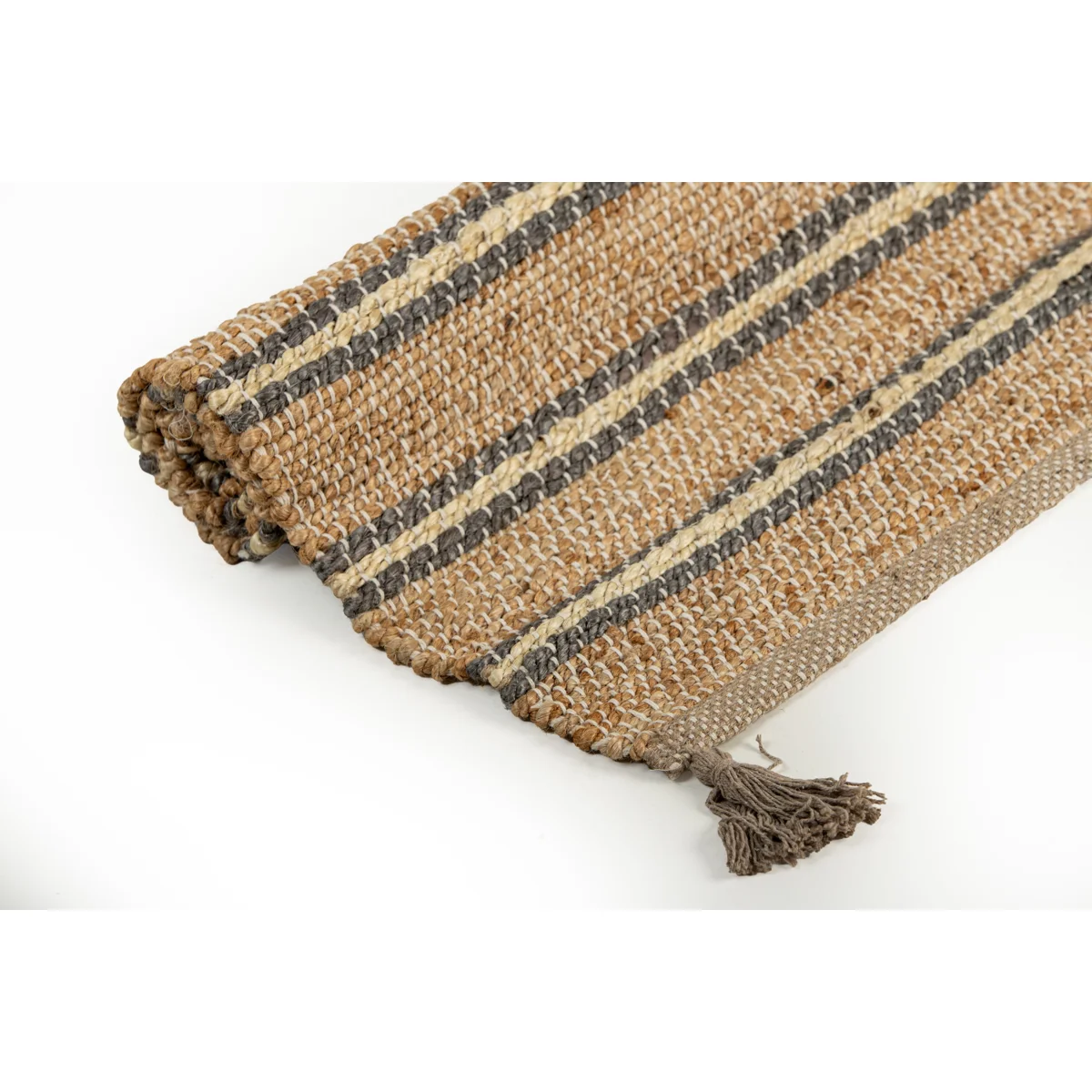 Manamo Eden Jute  Rug Handwoven Tasseled Grey 80x130 cm