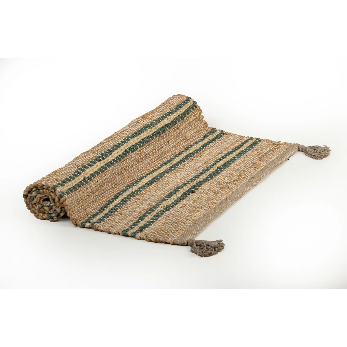 Manamo Eden Jute  Rug Handwoven Tasseled Green 80x130 cm