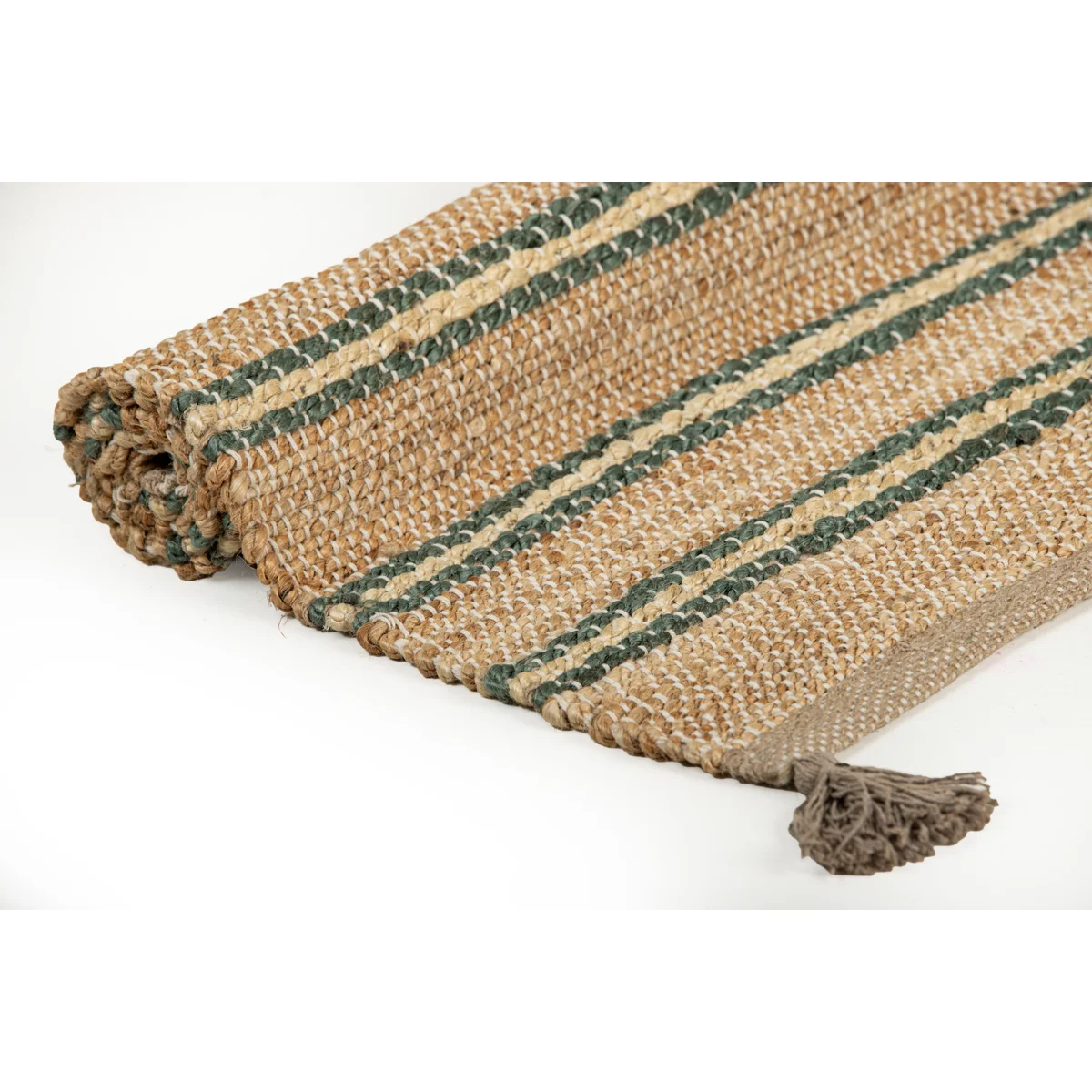 Manamo Eden Jute  Rug Handwoven Tasseled Green 80x130 cm