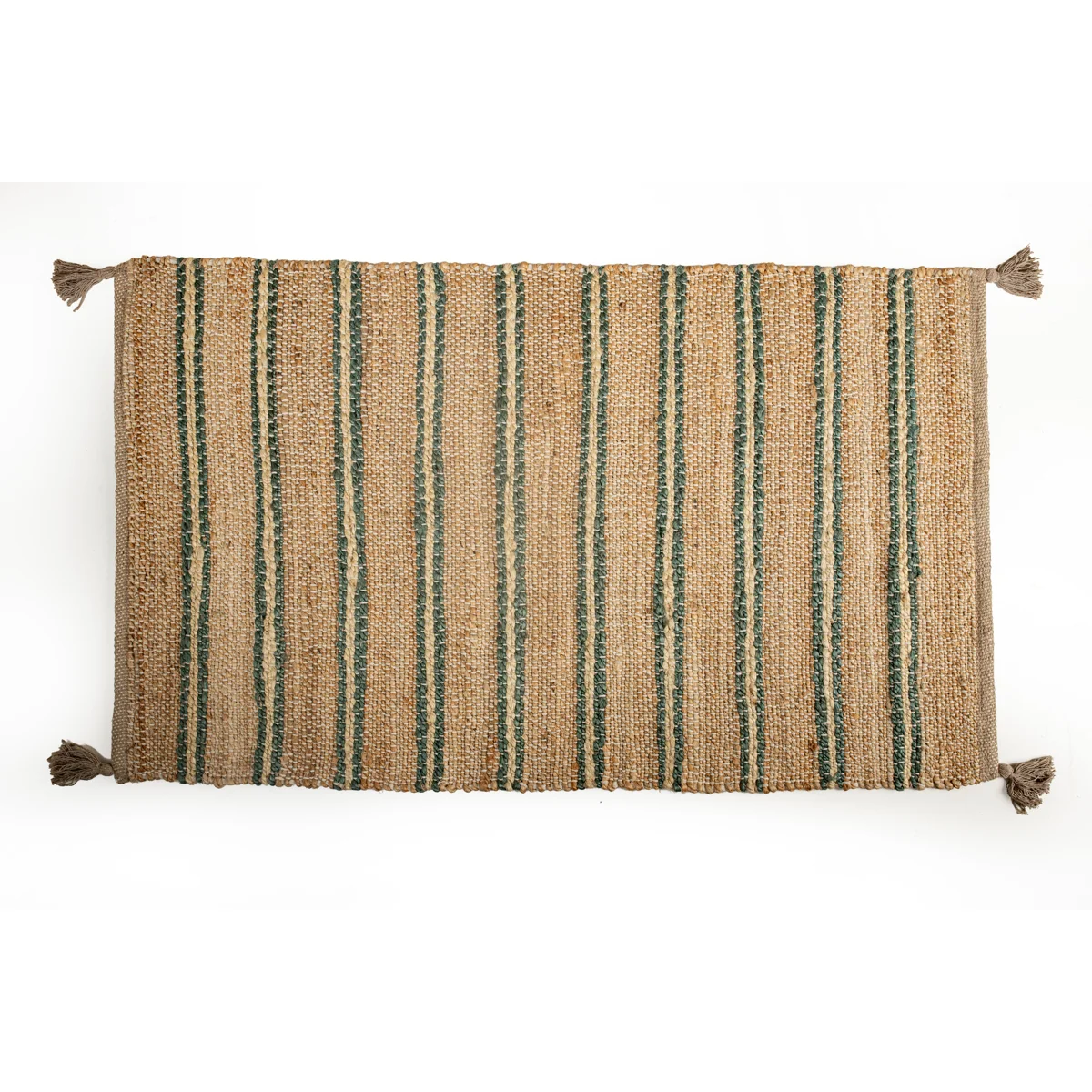 Manamo Eden Jute  Rug Handwoven Tasseled Green 80x130 cm