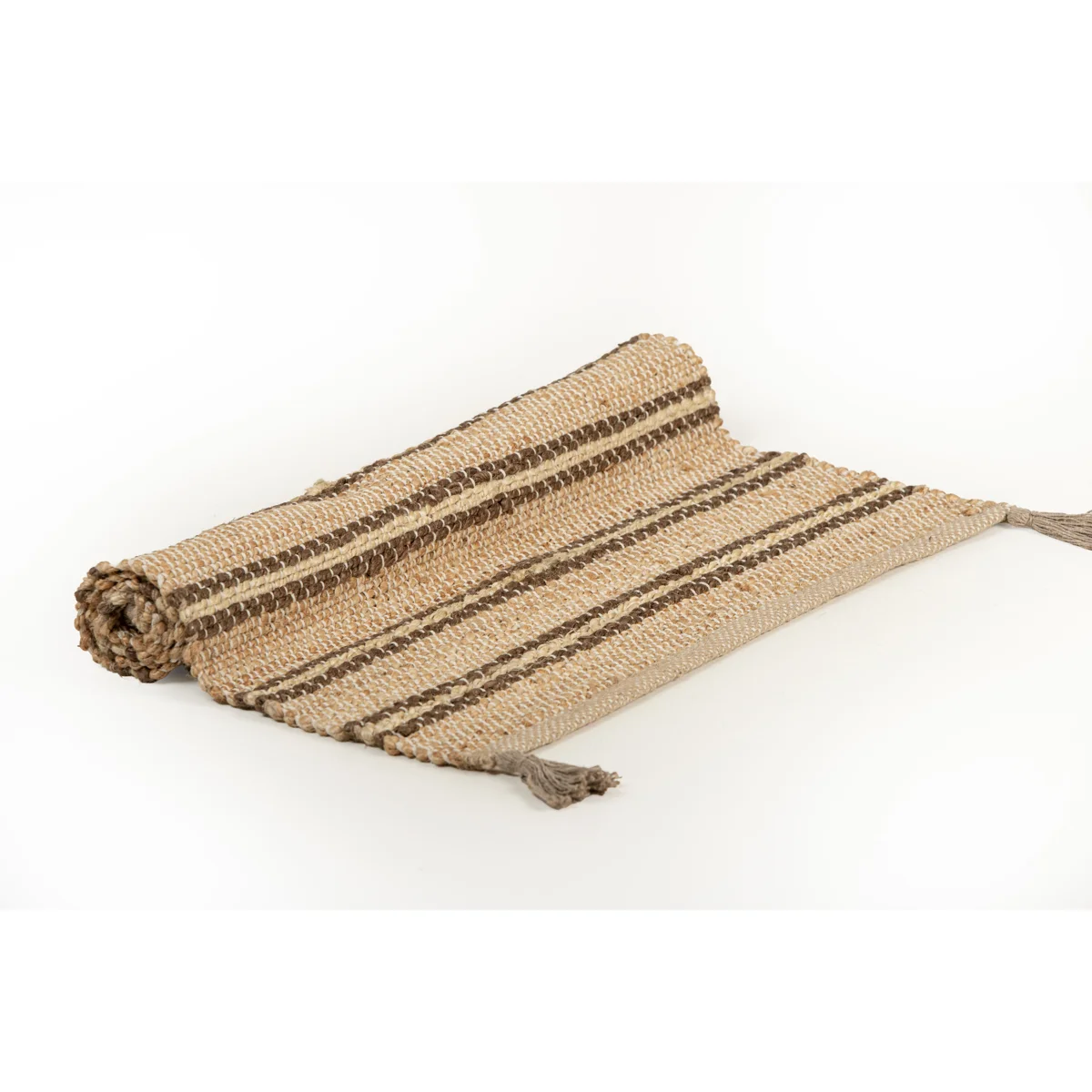 Manamo Eden Jute  Rug Handwoven Tasseled Brown 80x130 cm