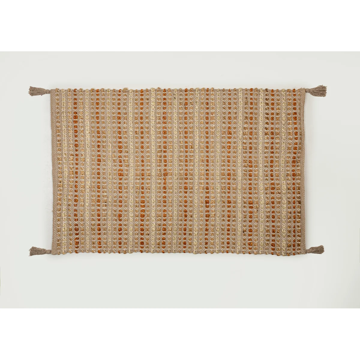 Manamo Bead Jute  Rug Handwoven Tasseled Terracotta 80x130 cm