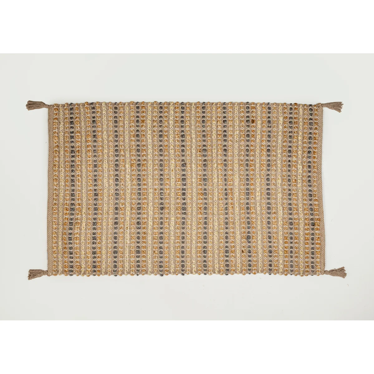 Manamo Bead Jute  Rug Handwoven Tasseled Grey 80x130 cm