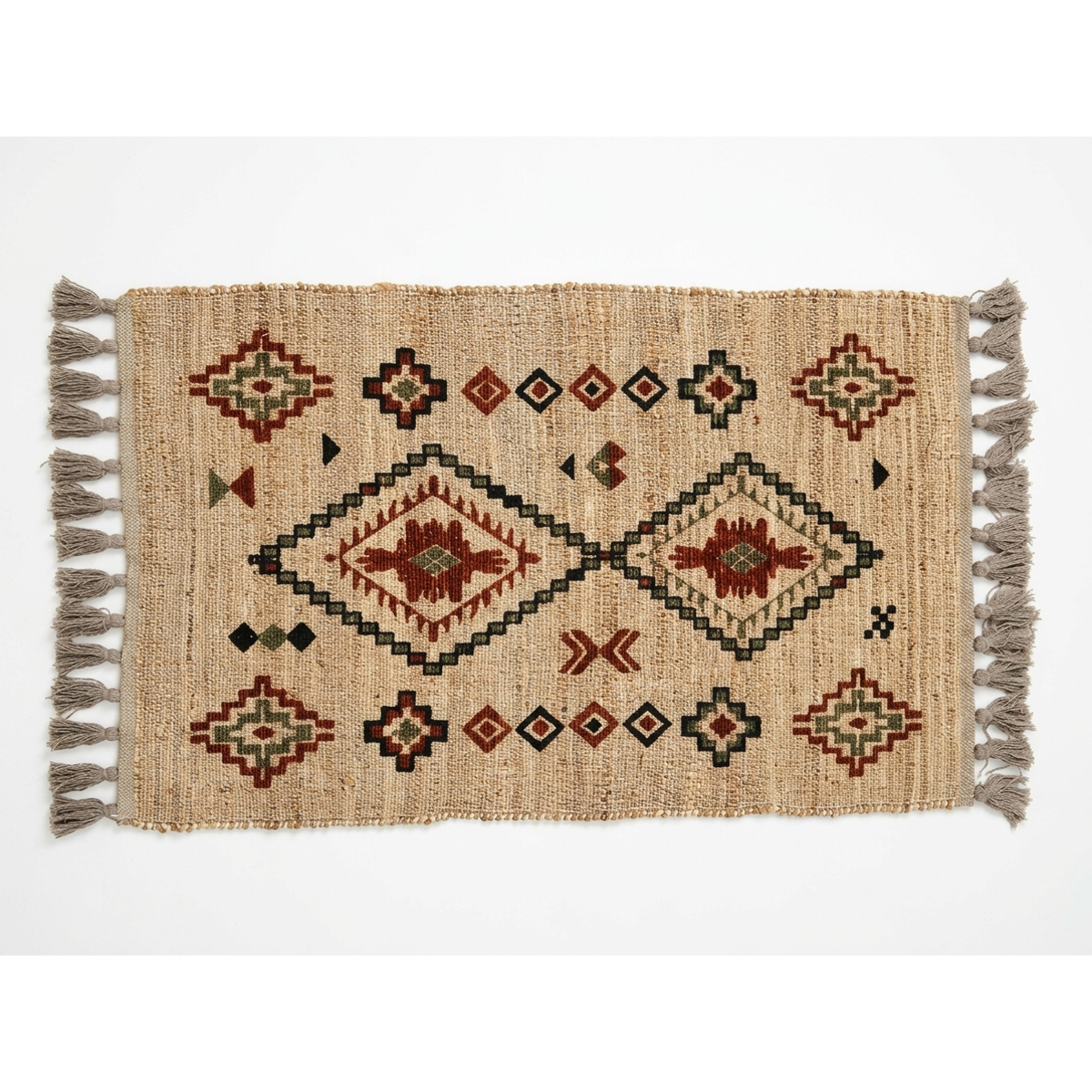 Manamo Ethnic  Rug Printed Jute Tassel Terracotta 80x130 cm