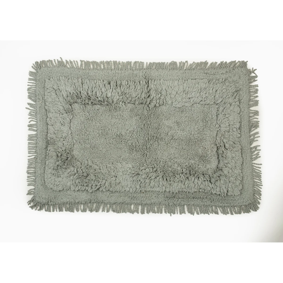 Manamo Lunel  Bath Mat Cotton Handwoven Fringed Cameo Green 50x80 cm