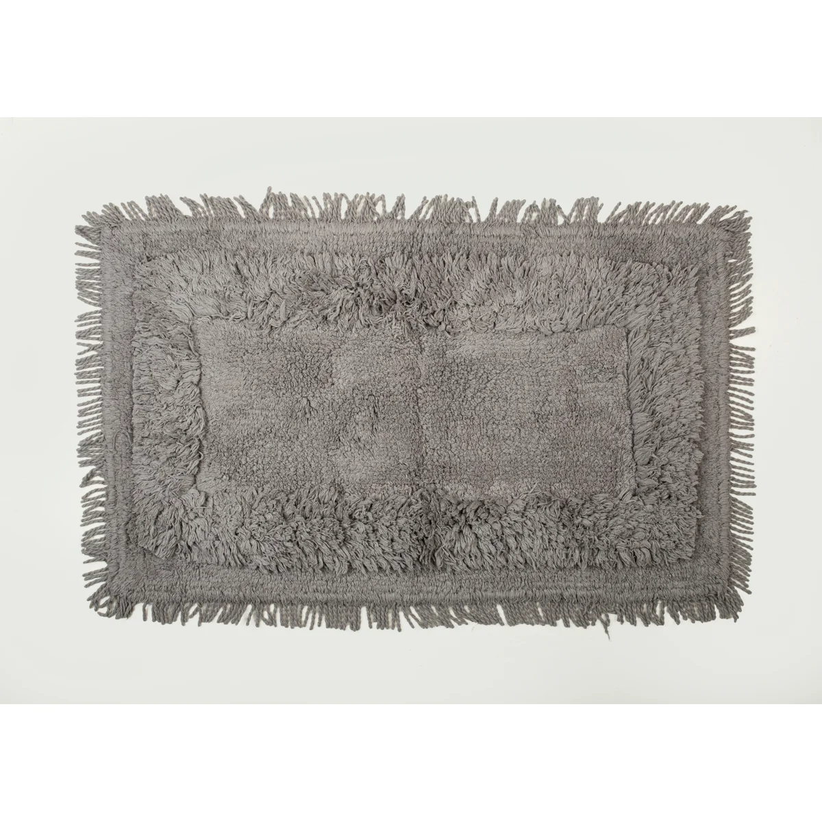 Manamo Lunel  Bath Mat Cotton Handwoven Fringed Grey 50x80 cm