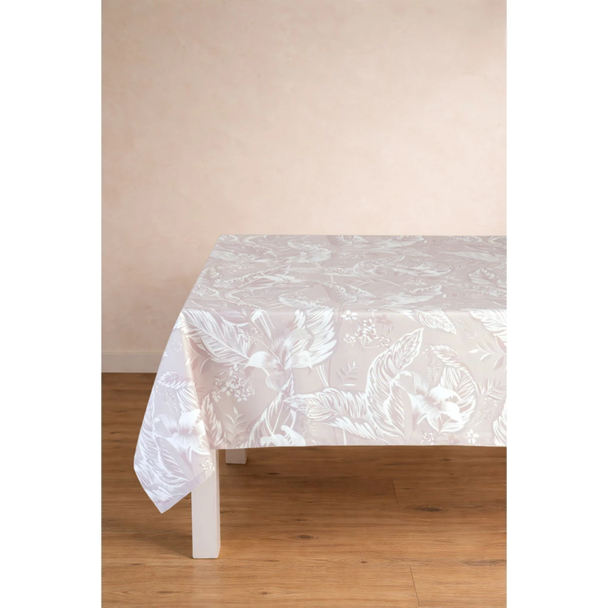 Manamo Flower  Table Cloth Polyester Cream Digital Printed 140x140 cm