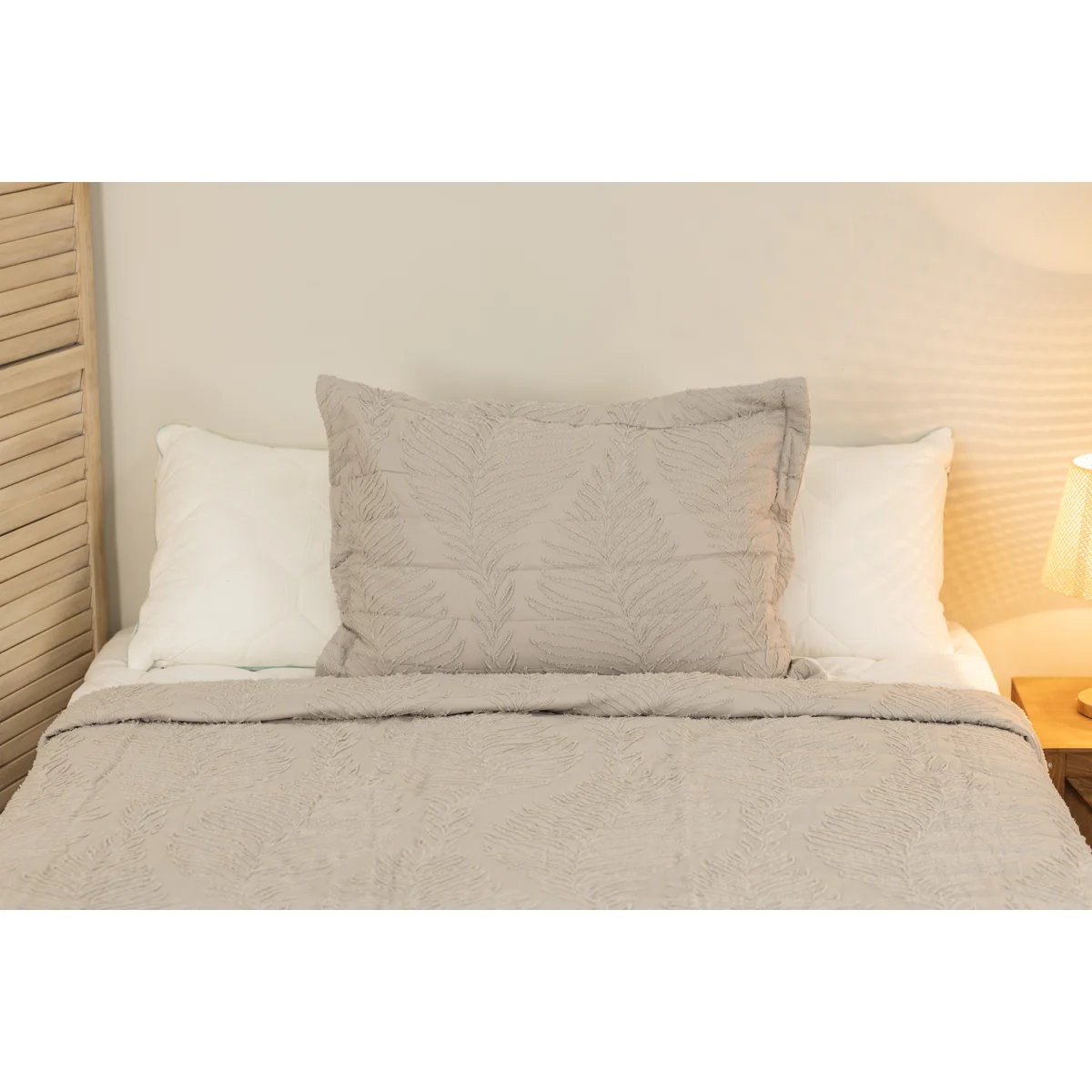 Manamo Diagonal Faux  Bed Cover Set Polyester Grey 180X240+50X70 CM
