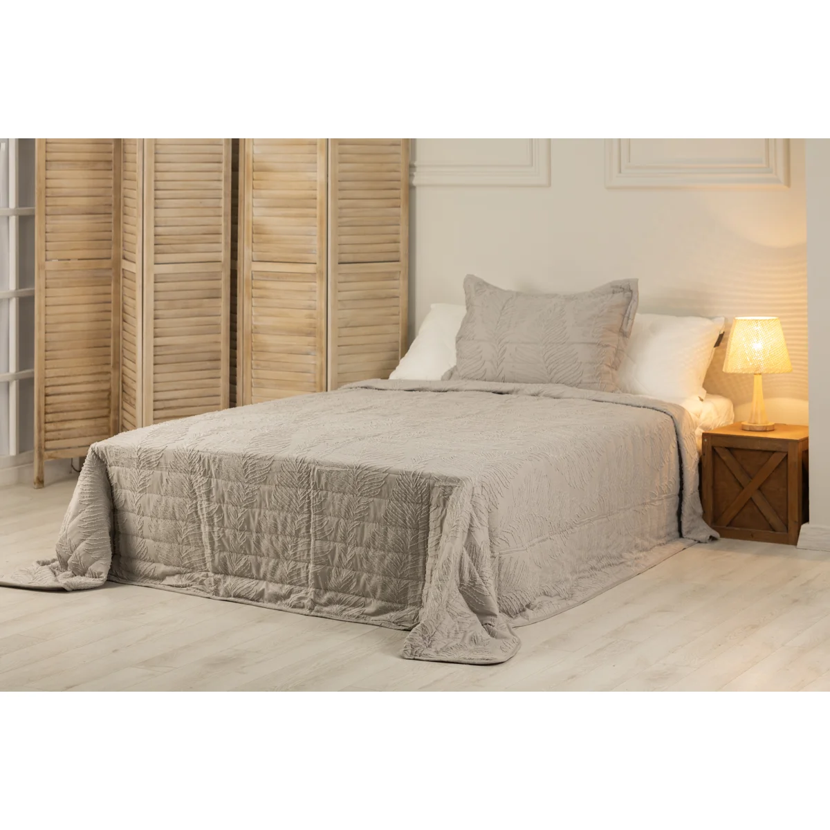 Manamo Diagonal Faux  Bed Cover Set Polyester Grey 180X240+50X70 CM