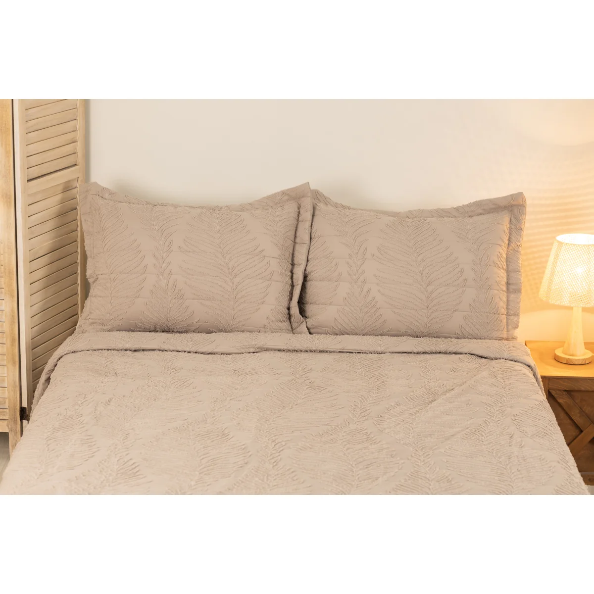 Manamo Diagonal Faux  Bed Cover Set Polyester Taupe 240X250+50X70 CM(2)