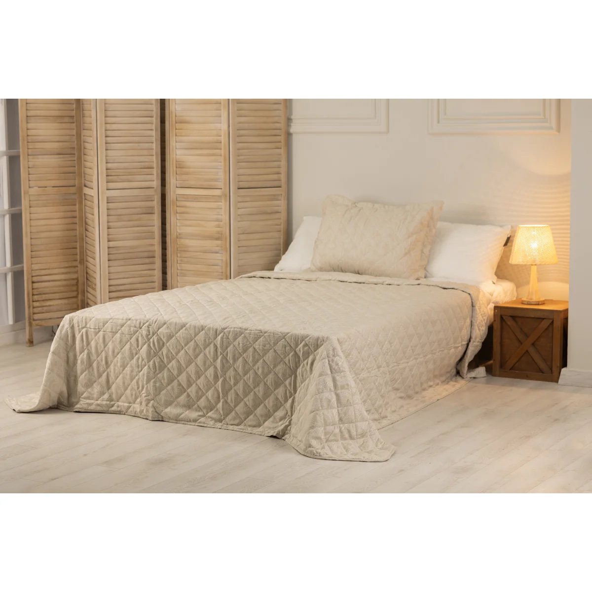 Manamo Paisley  Bed Cover Set Polyester Beige 180X240+50X70 CM