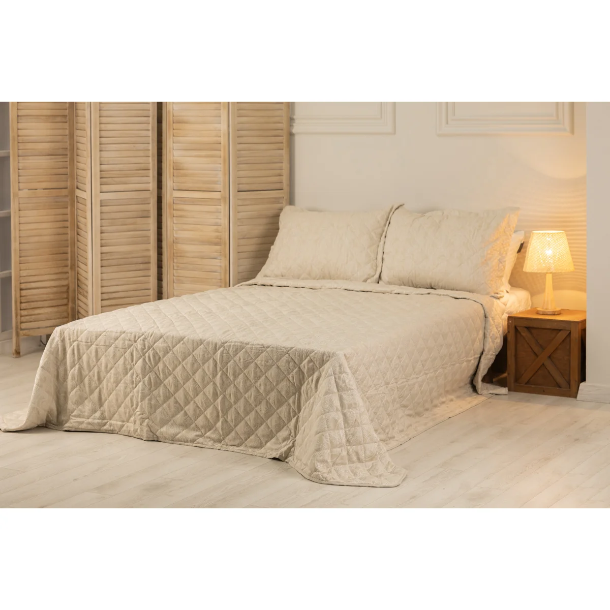 Manamo Paisley  Bed Cover Set Polyester Beige 240X250+50X70 CM(2)