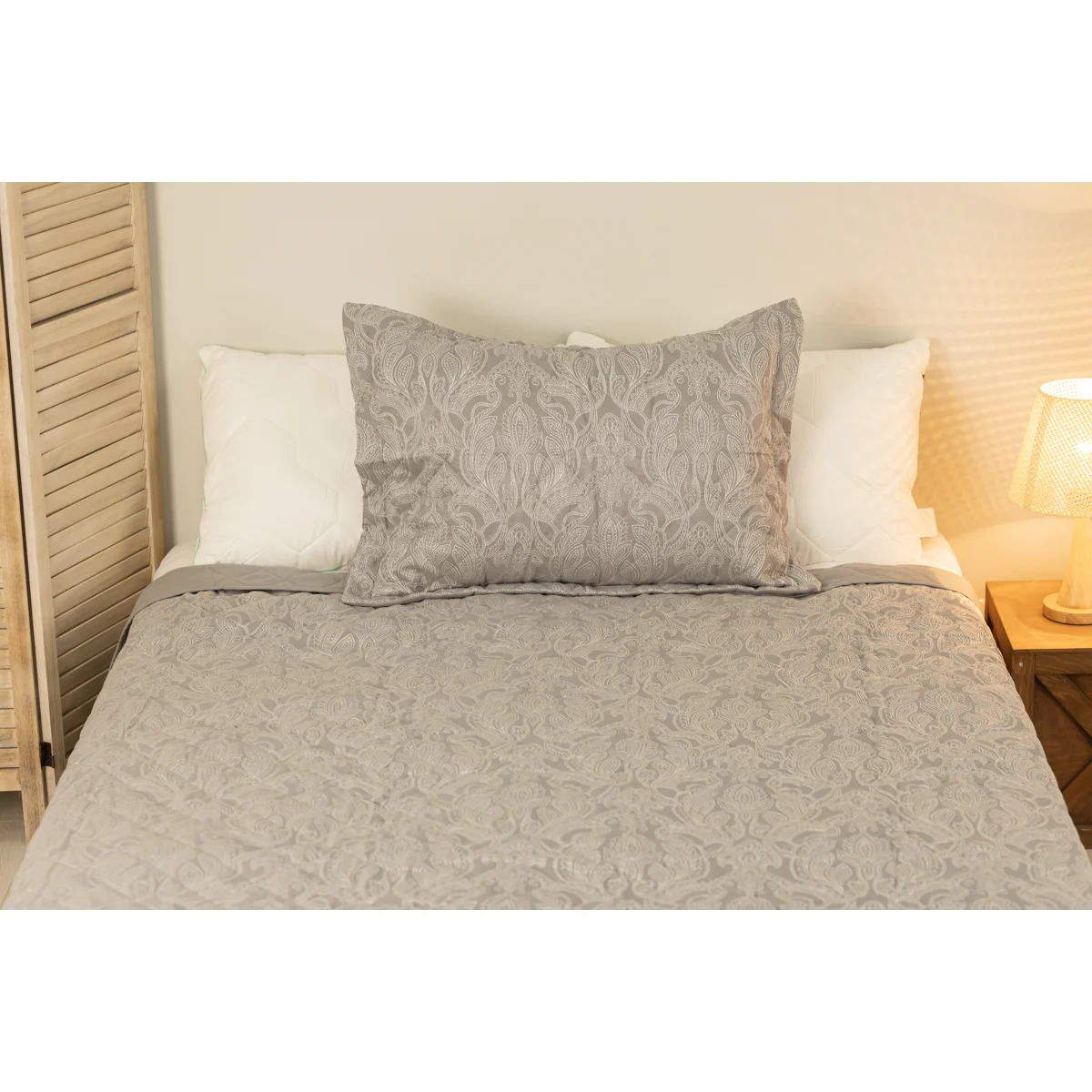 Manamo Paisley  Bed Cover Set Polyester Grey 180X240+50X70 CM