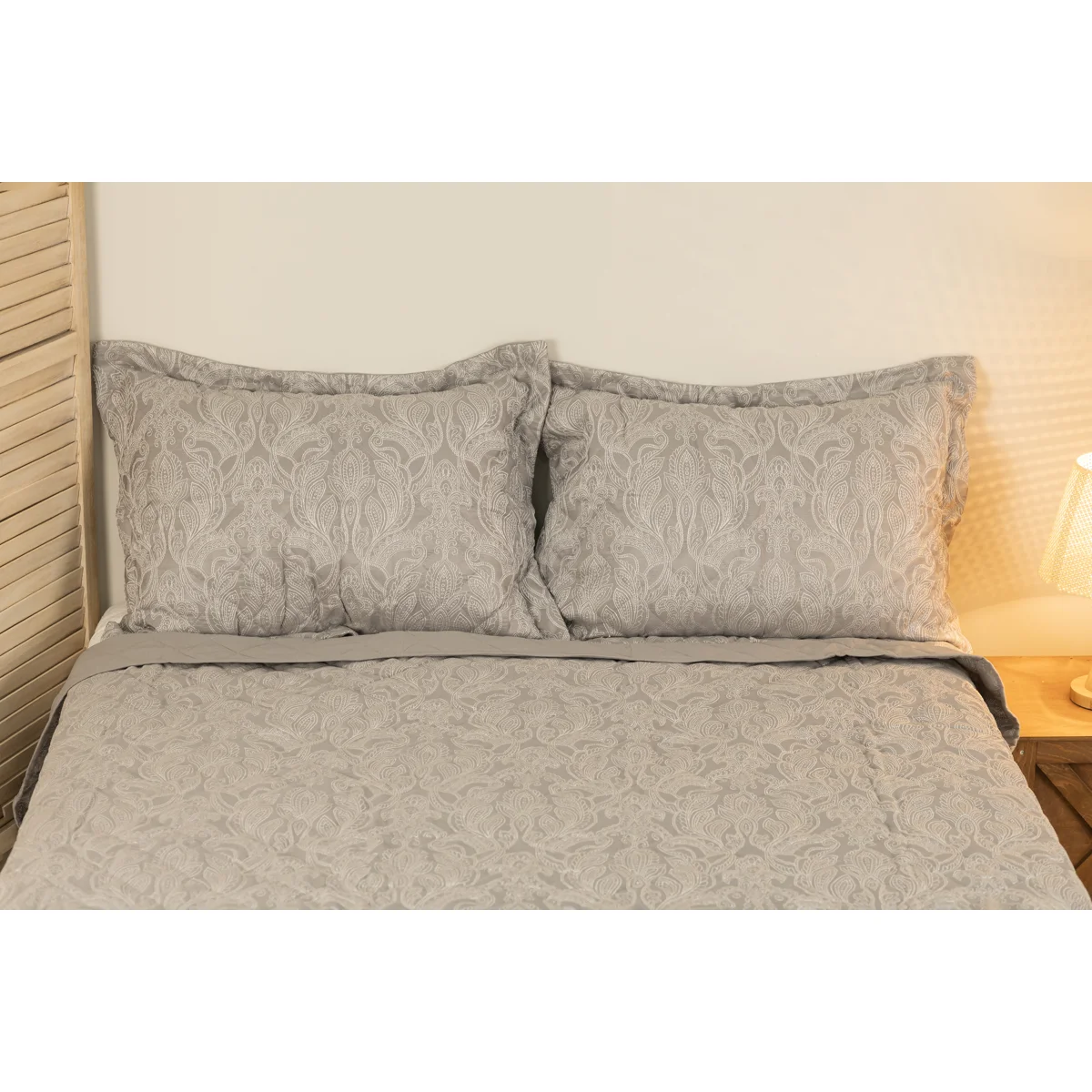 Manamo Paisley  Bed Cover Set Polyester Grey 240X250+50X70 CM(2)