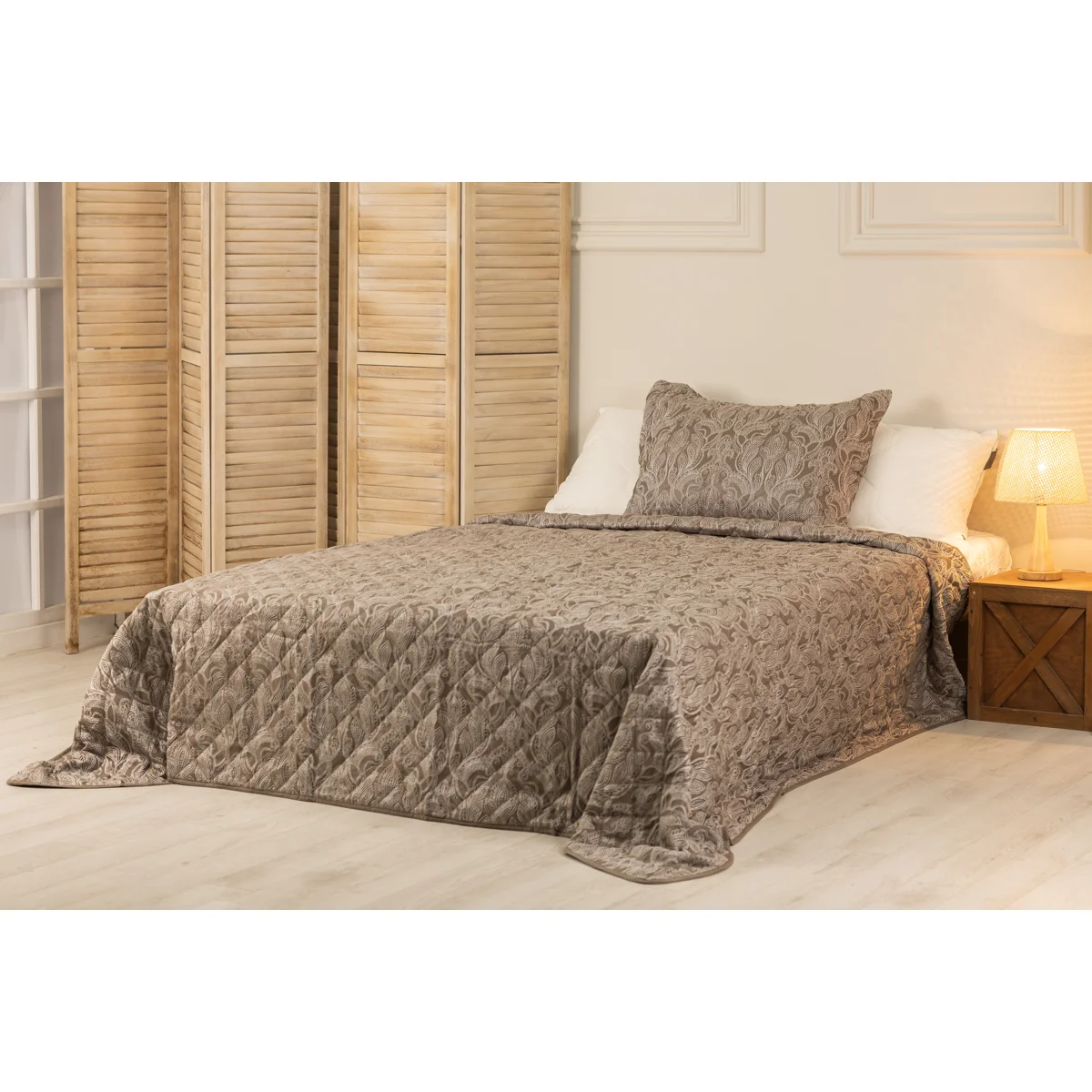 Manamo Paisley  Bed Cover Set Polyester Taupe 180X240+50X70 CM
