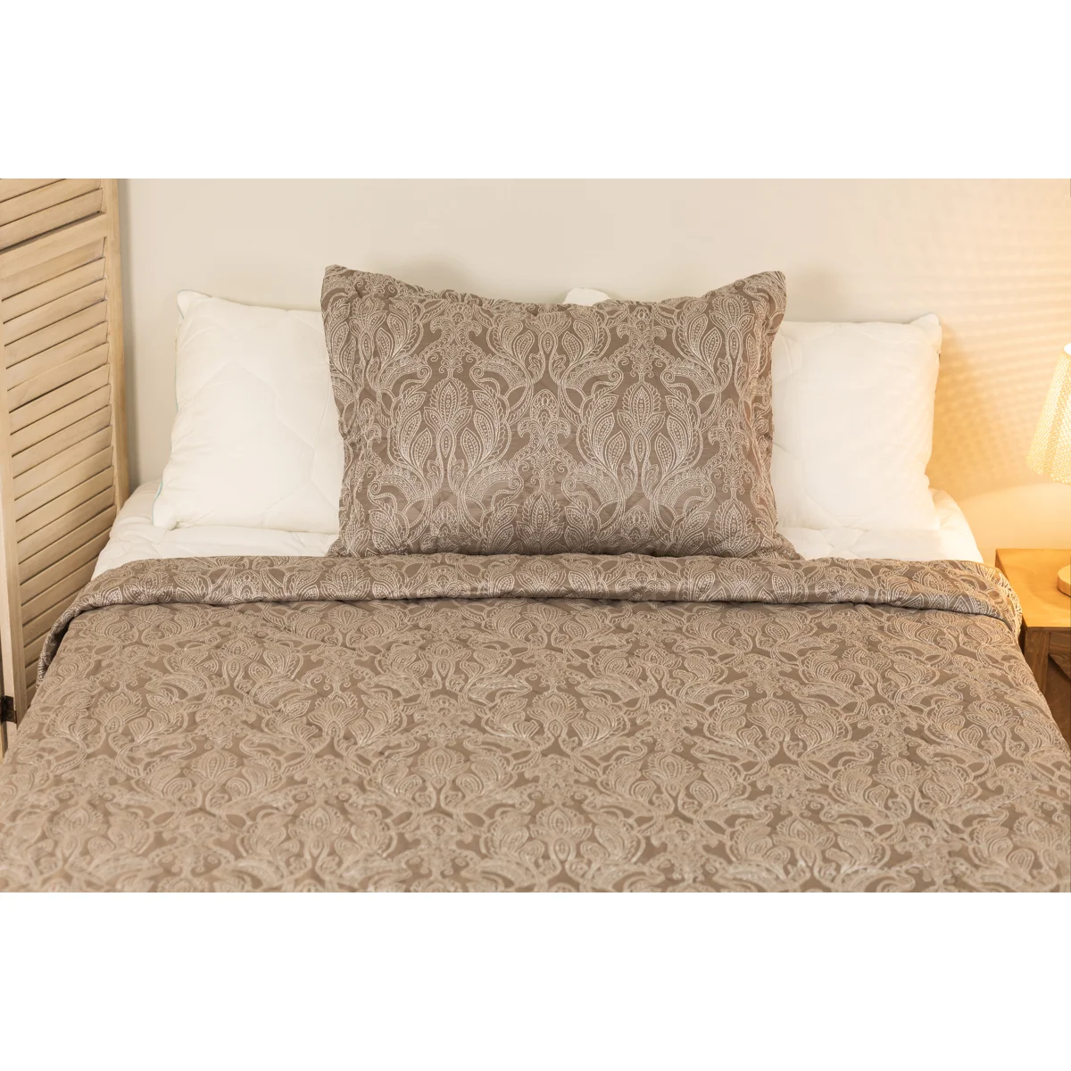 Manamo Paisley  Bed Cover Set Polyester Taupe 180X240+50X70 CM