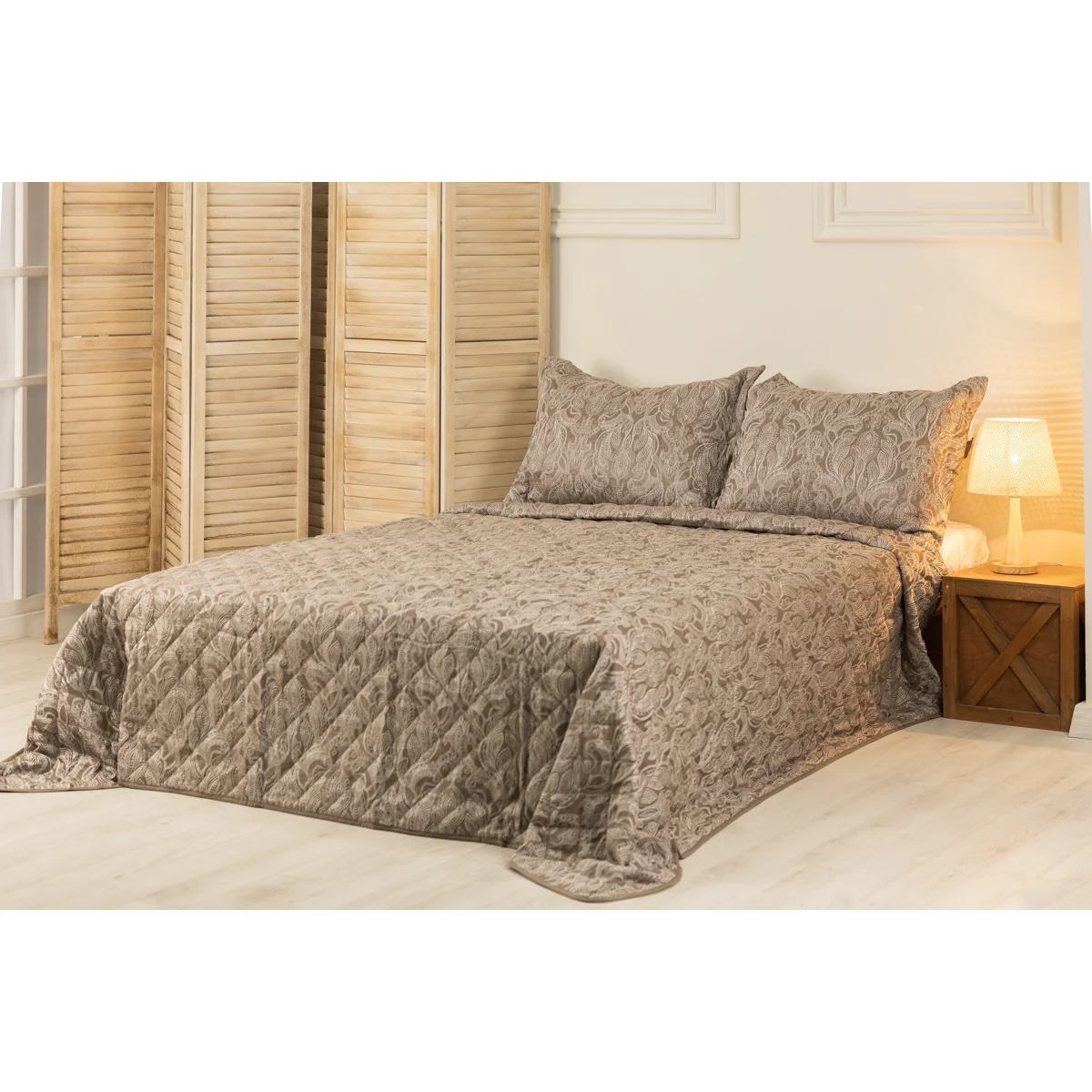 Manamo Paisley  Bed Cover Set Polyester Taupe 240X250+50X70 CM(2)