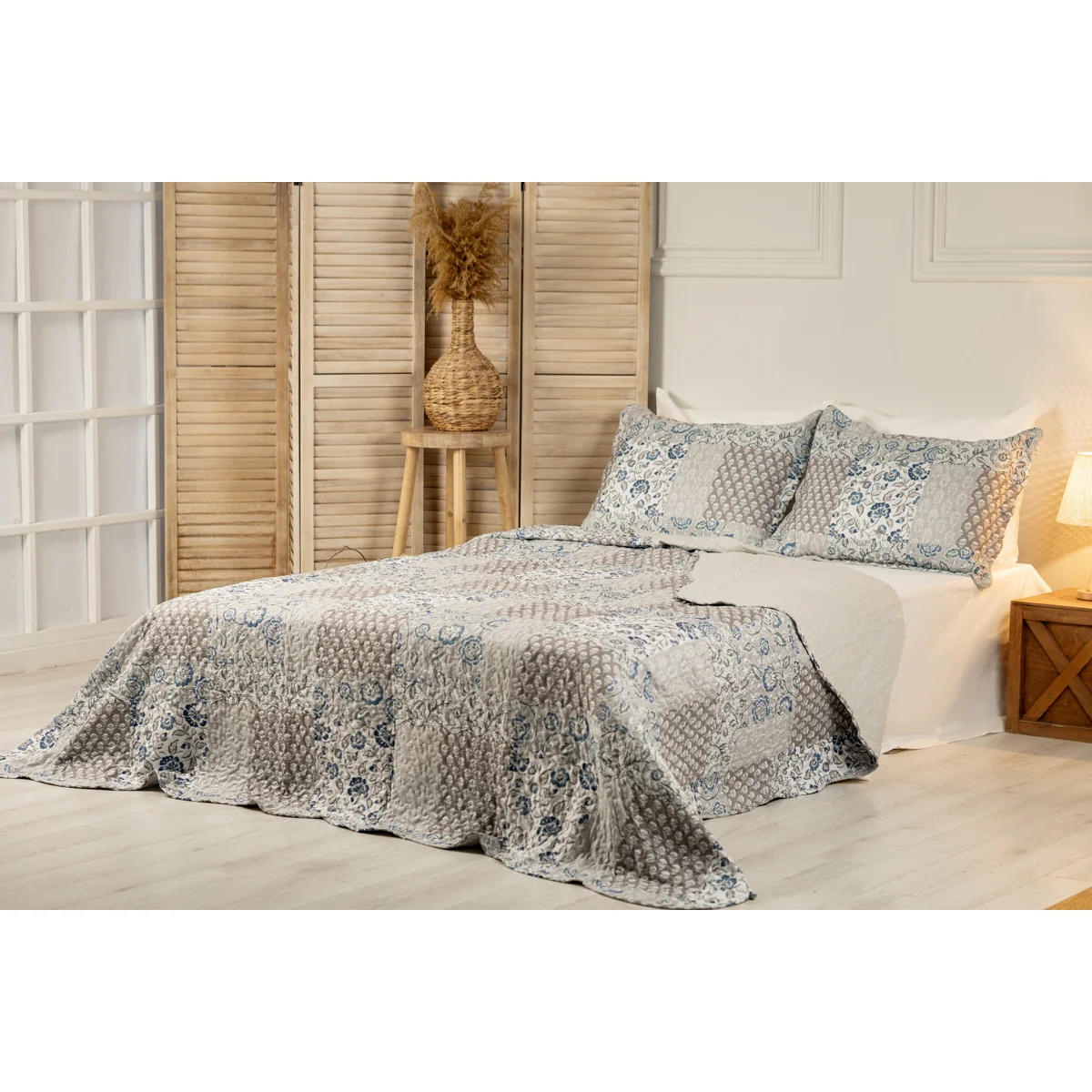 Manamo Damask Digital Printed Bed Cover Polyester Mink 240x250+50x70 cm(2)