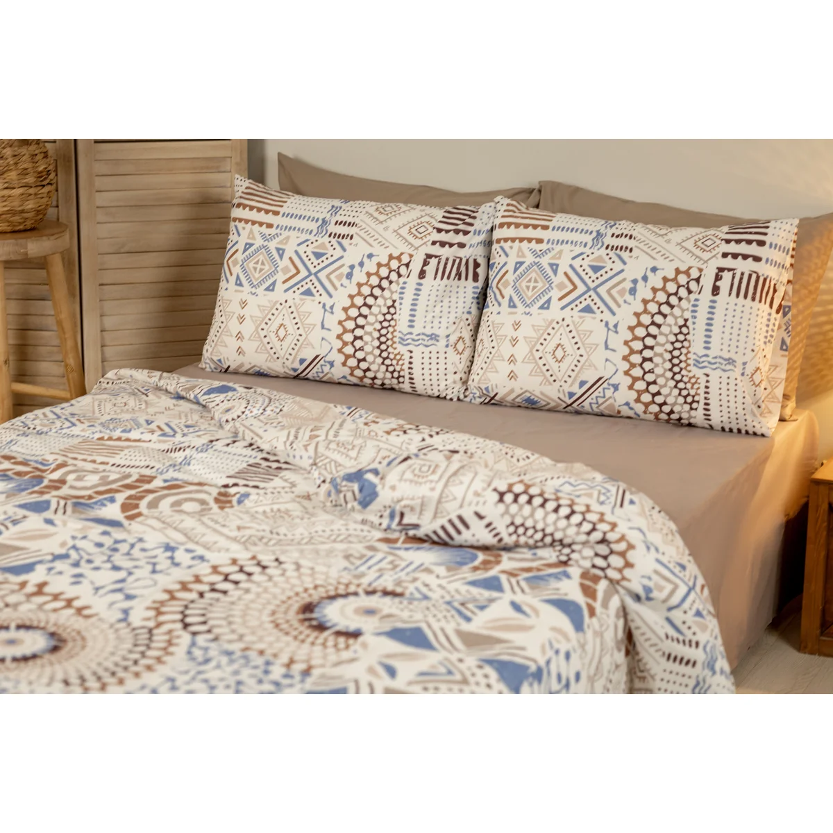 Manamo Mandala Bed Linen Set Cotton Mink/Ecru 160x220+180x240+50x70 cm