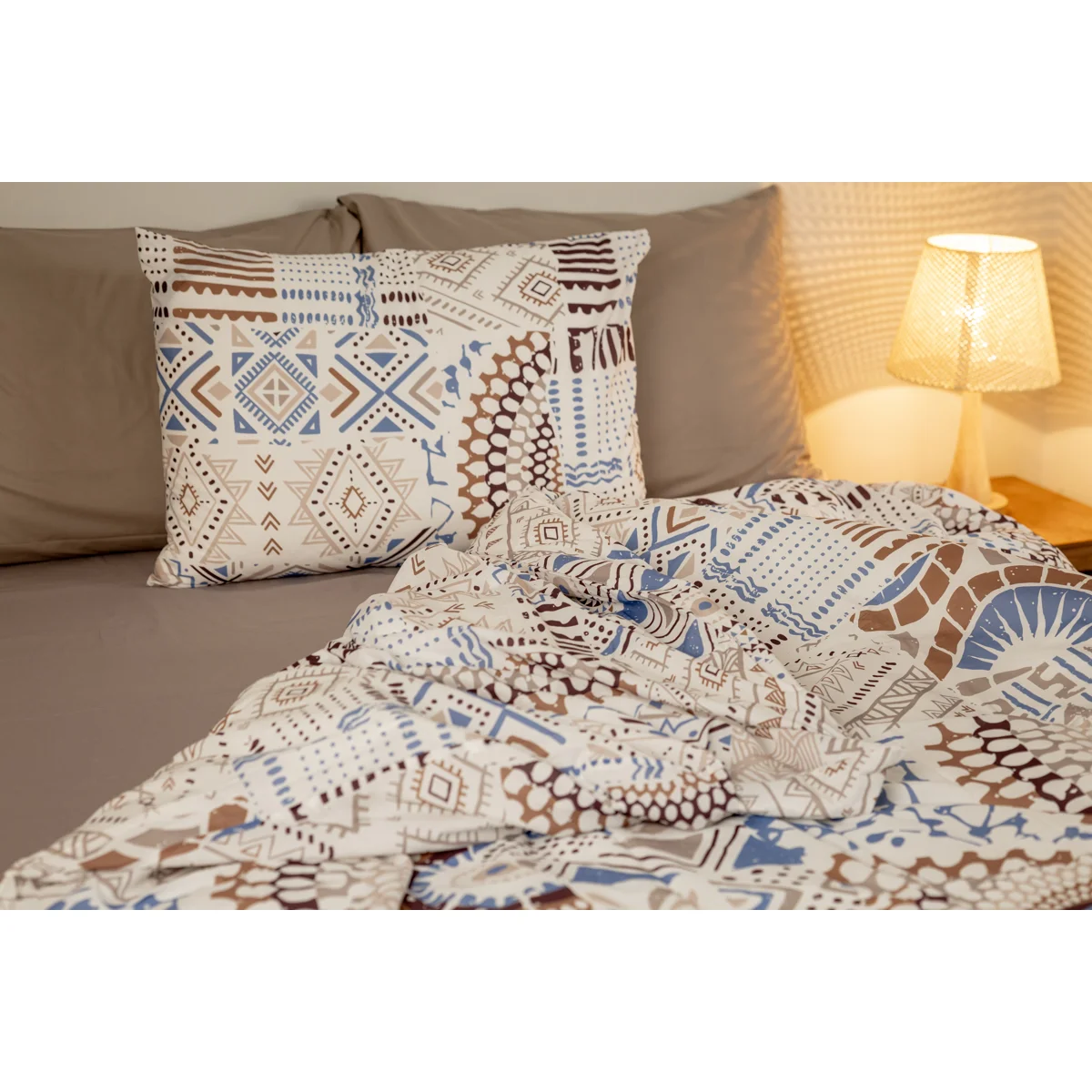 Manamo Mandala Bed Linen Set Cotton Mink/Ecru 160x220+180x240+50x70 cm