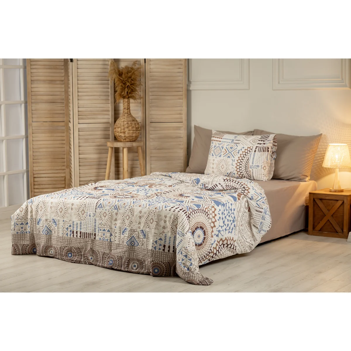 Manamo Mandala Bed Linen Set Cotton Mink/Ecru 200x220 cm+240x260 cm+50x70 cm(2)