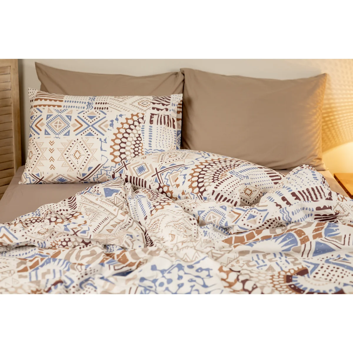 Manamo Mandala Bed Linen Set Cotton Mink/Ecru 200x220 cm+240x260 cm+50x70 cm(2)