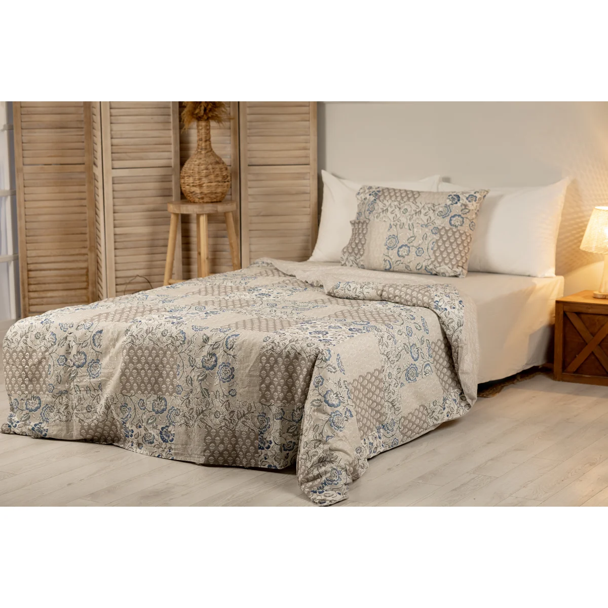 Manamo Damask Bed Linen Set Cotton Mink 160x220+180x240+50x70 cm