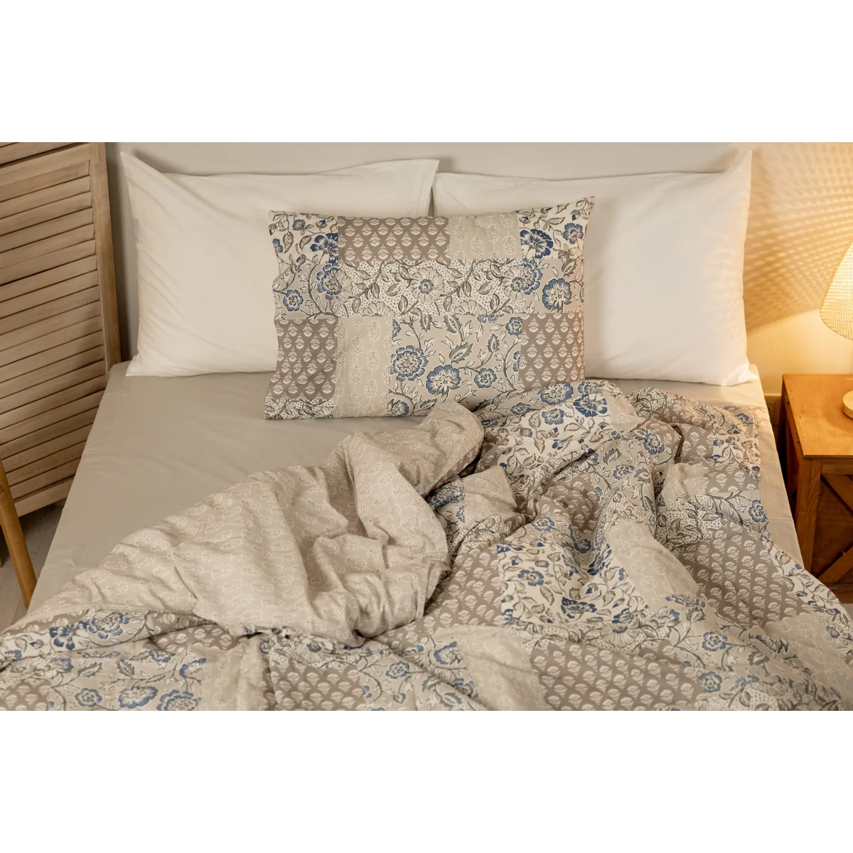 Manamo Damask Bed Linen Set Cotton Mink 160x220+180x240+50x70 cm