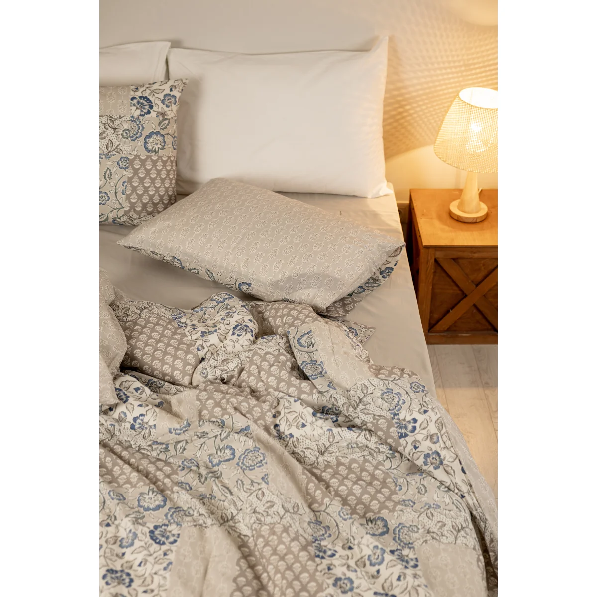 Manamo Damask Bed Linen Set Cotton Mink 160x220+180x240+50x70 cm