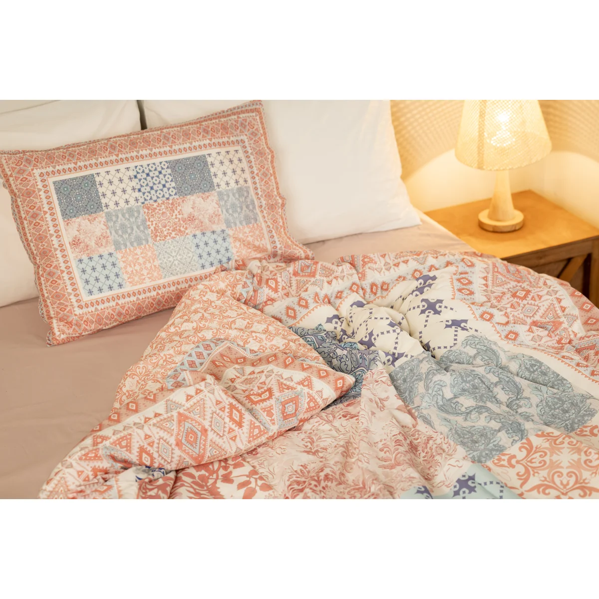 Manamo Ethnic Bed Linen Set Cotton Colorful 160x220+180x240+50x70 cm