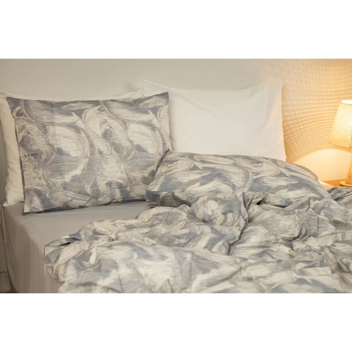Manamo Pleated Bed Linen Set Cotton Grey 200x220 cm+240x260 cm+50x70 cm(2)
