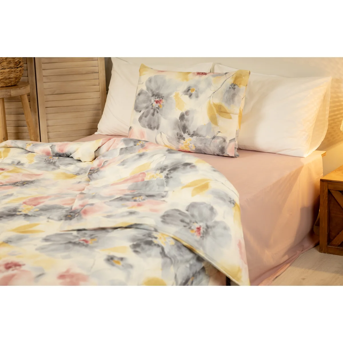 Manamo Peony Bed Linen Set Cotton Pink 160x220+180x240+50x70 cm