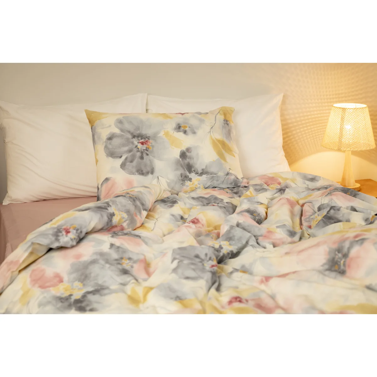 Manamo Peony Bed Linen Set Cotton Pink 160x220+180x240+50x70 cm