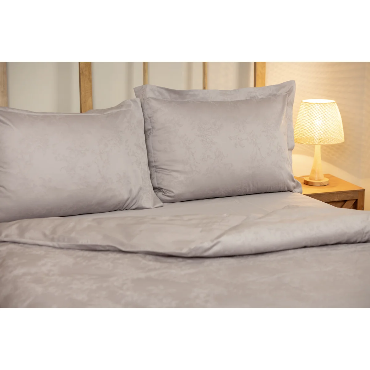 Manamo Manley Jacquard Bed Linen Set Saten Light Grey 200x220 cm+240x260 cm+50x70 cm(2)