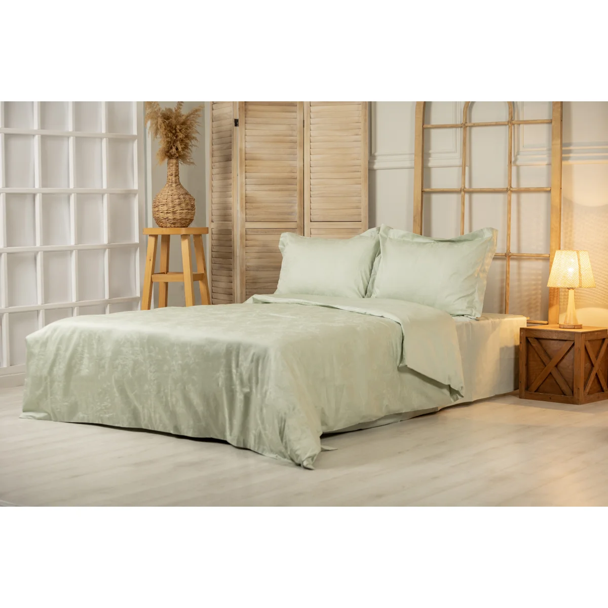 Manamo Manley Jacquard Bed Linen Set Saten Mint 200x220 cm+240x260 cm+50x70 cm(2)