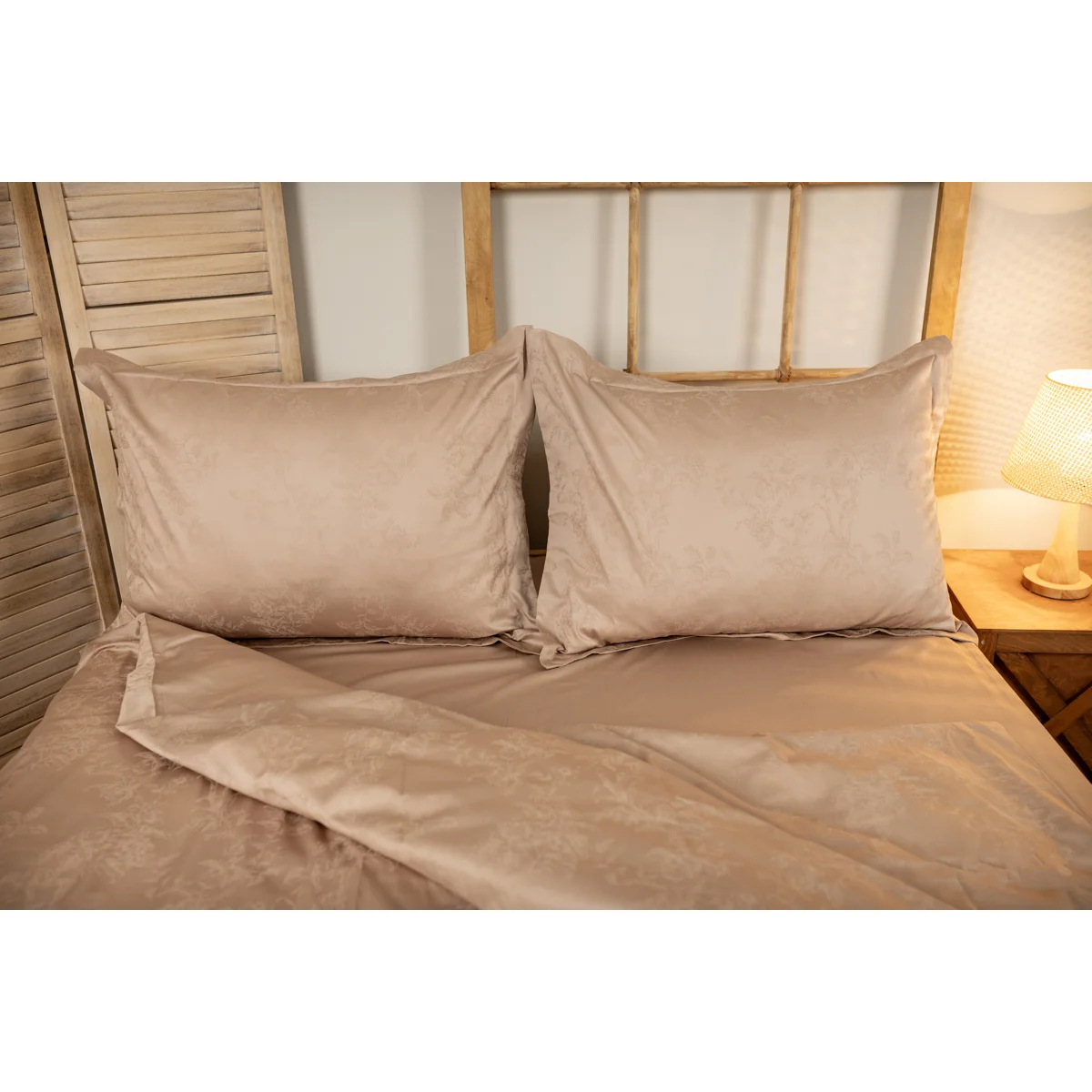Manamo Manley Jacquard Bed Linen Set Saten Mink 200x220 cm+240x260 cm+50x70 cm(2)
