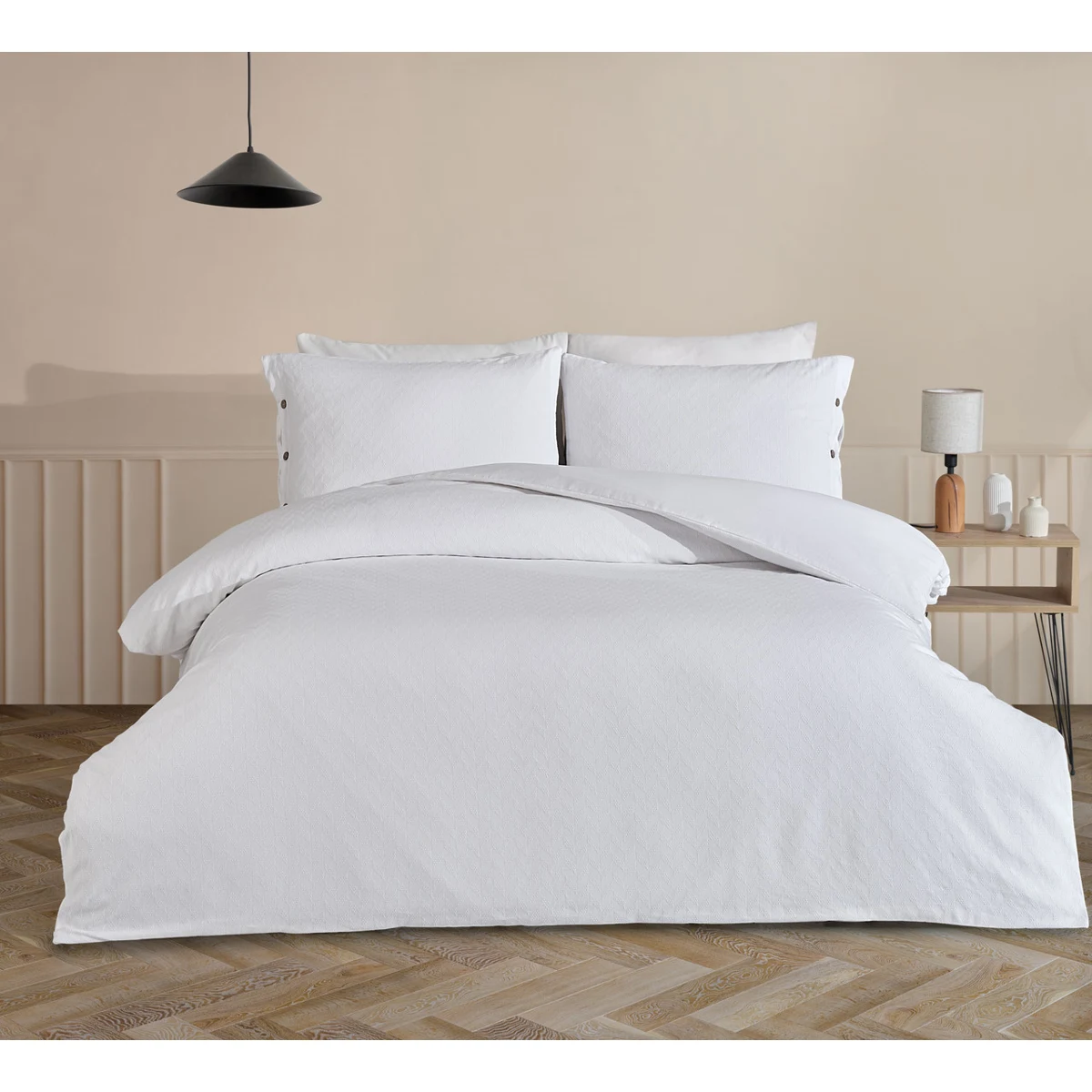 Manamo Nando Duvet Cover With Pillow Case Cotton White  160x220 + 50x70