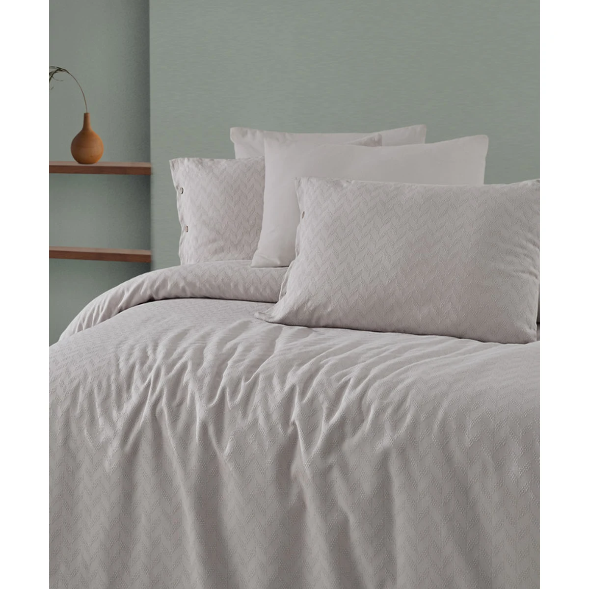 Manamo Nando Duvet Cover With Pillow Case Cotton Grey  160x220 + 50x70