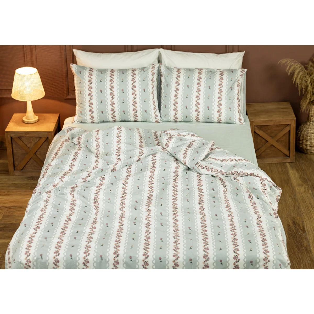 Manamo M&D Flower Line Duvet Cover With Pillow Case Cotton  Single 160x220 cm+50X70 cm